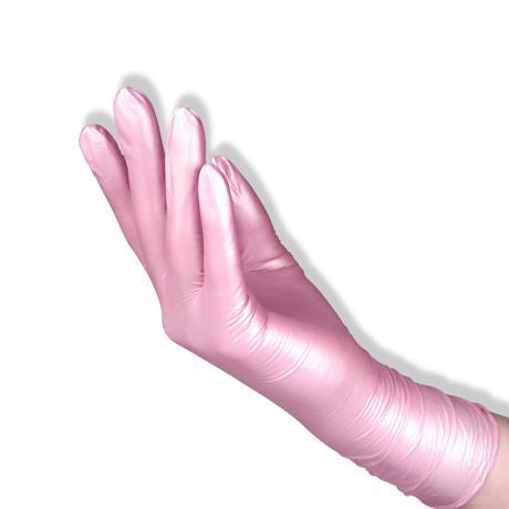 Gants en nitrile rose perlé M - 100 pièces/paquet