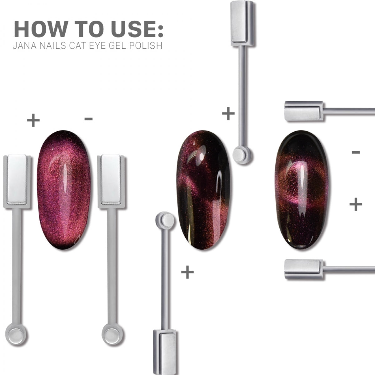 Cat eye double side magnet plat noir - 1 pcs
